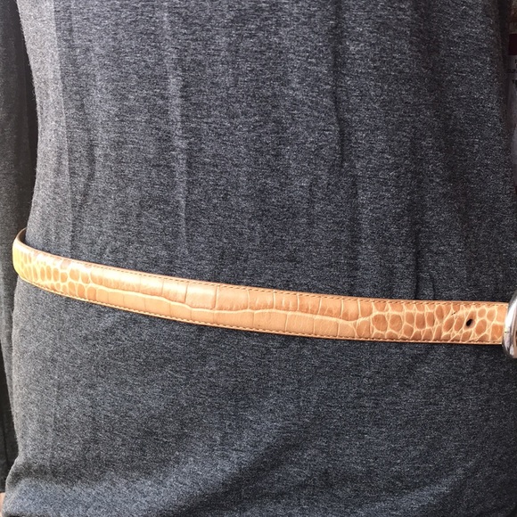 🚨B2G1 LAUREN RALPH LAUREN Tan Animal Print Italian Leather Brass Buckle Belt - Picture 3 of 9